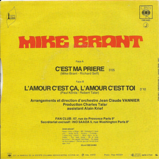 Mike Brant - C'est Ma Prière