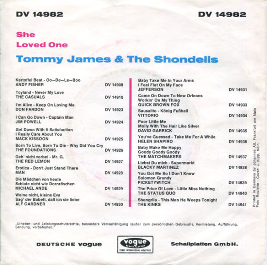 Tommy James & The Shondells - She