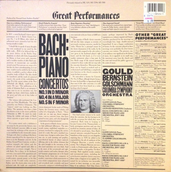Glenn Gould - Piano Concertos: No. 1 In D Minor, No. 4 In A Major, No. 5 In F Minor