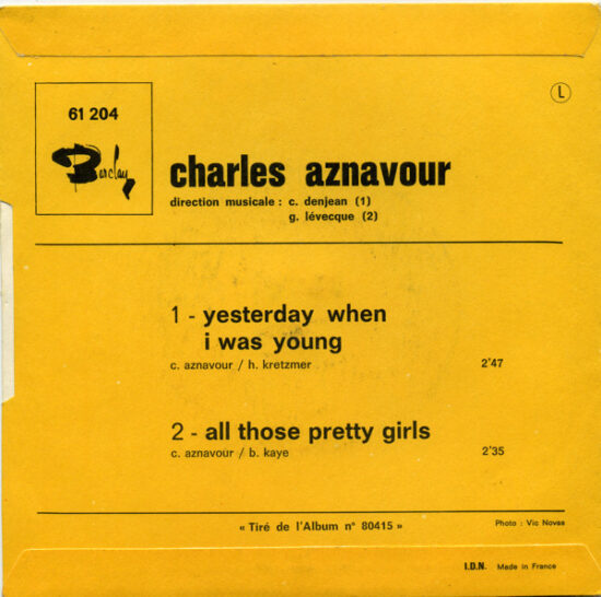 Charles Aznavour - Yesterday, When I Was Young