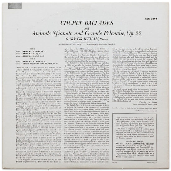 Gary Graffman - Chopin Ballades & Andante Spianato And Grand Polonaise