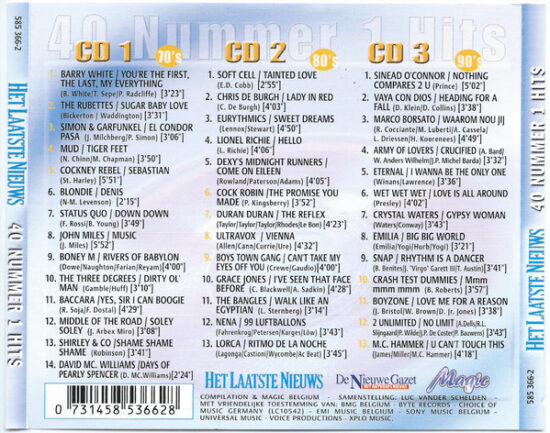 Various - Het Laatste Nieuws - 40 Nummer 1 Hits (70's 80's 90's)