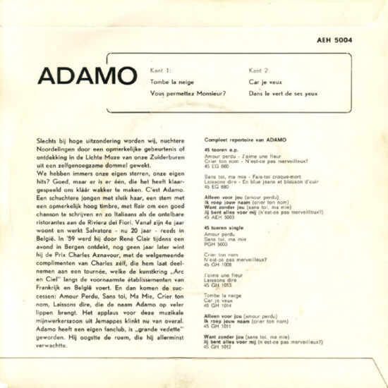 Adamo - Tombe La Neige