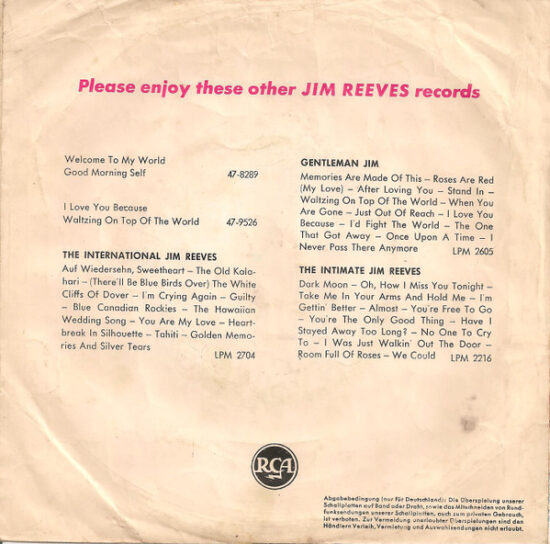 Jim Reeves - There's A Heartache Following Me / Rosa Rio