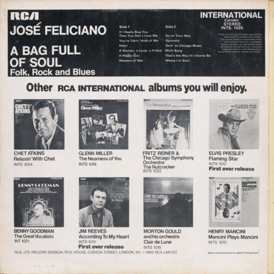 José Feliciano - A Bag Full Of Soul (Folk, Rock And Blues)