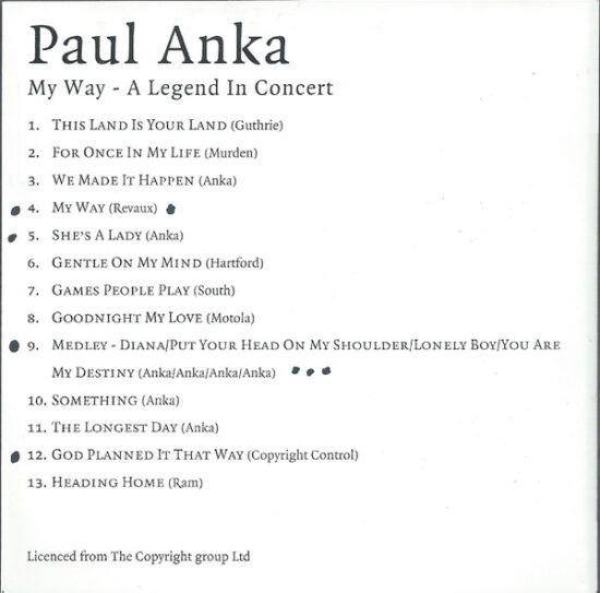 Paul Anka - My Way - A Legend In Concert