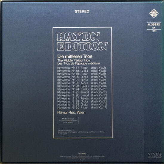 Joseph Haydn - Haydn Edition XXI Die Mittleren Trios, The Middle Period Trios, Les Trios De L'époque Médiane