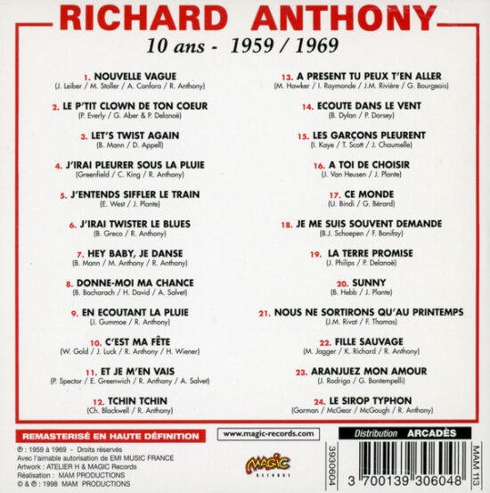 Richard Anthony (2) - 10 Ans - 1959 / 1969