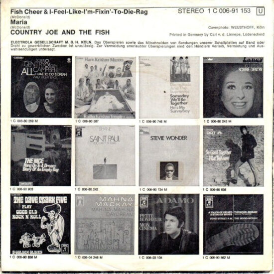 Country Joe And The Fish - Fish Cheer & I Feel-Like-I'm-Fixin'-To-Die-Rag / Maria