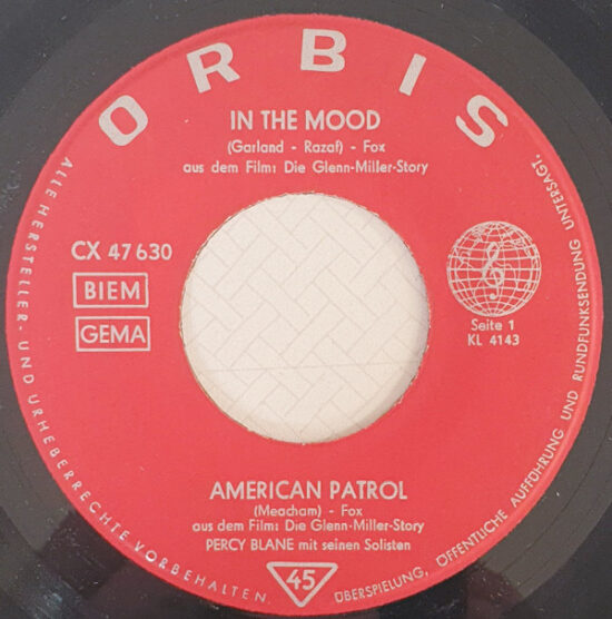 The Percy Blane Band - In The Mood / American Petrol / River-Kwai•Marsch / Mitternachts-Blues