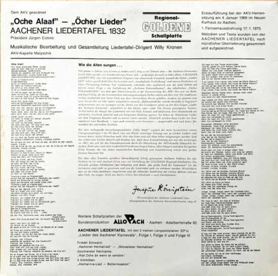 Aachener Liedertafel - Oche Alaaf, Öcher Lieder
