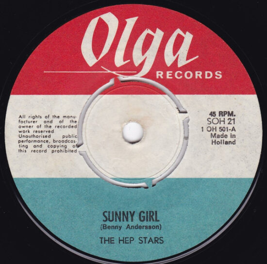 The Hep Stars - Sunny Girl C/W No Response