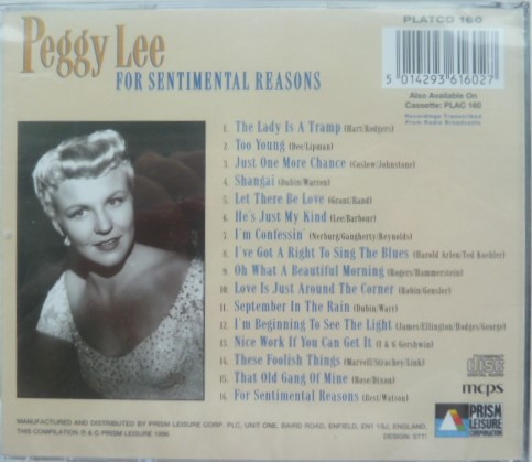 Peggy Lee - For Sentimental Reasons
