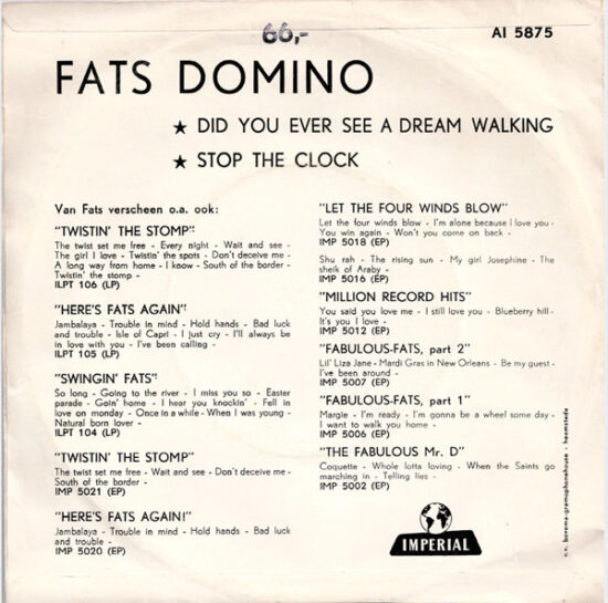 Fats Domino - Did You Ever See A Dream Walking / Stop The Clock