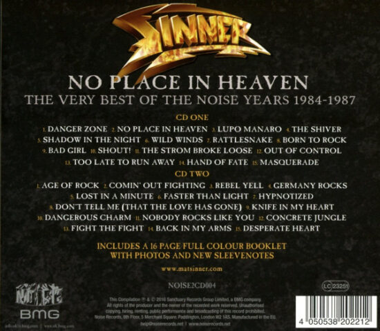Sinner - No Place In Heaven - The Very Best Of The Noise Years 1984-1987
