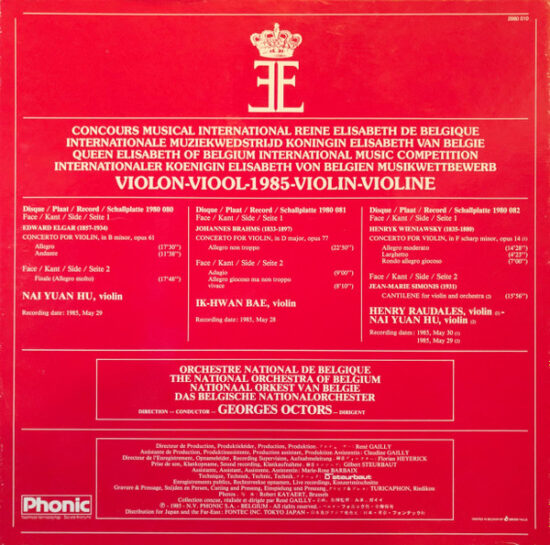 Nai Yuan Hu - Queen Elisabeth Of Belgium International Music Competition 1985