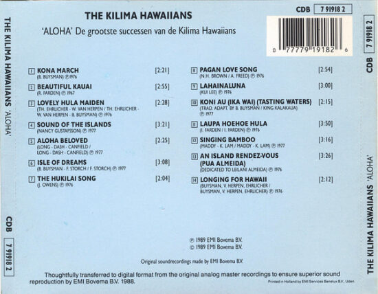De Kilima Hawaiians - Aloha: De Grootste Successen Van De Kilima Hawaiians