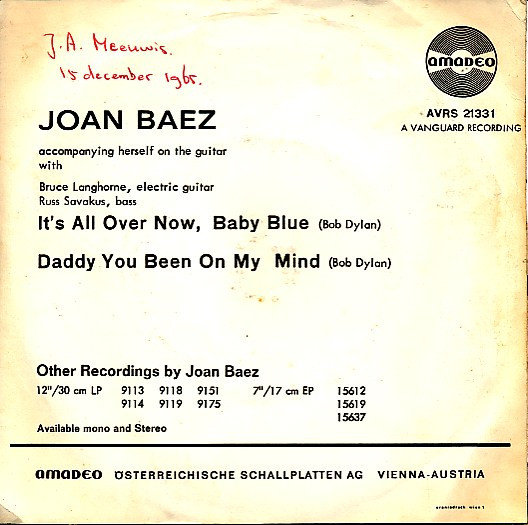 Joan Baez - It's All Over Now, Baby Blue