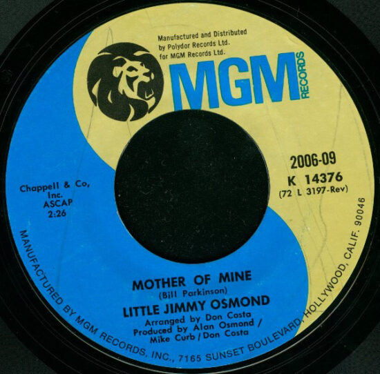 Jimmy Osmond - Mother Of Mine / Long Haired Lover From Liverpool