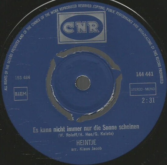 Heintje - Es Kann Nicht Immer Nur Die Sonne Scheinen / Alles Vorbei