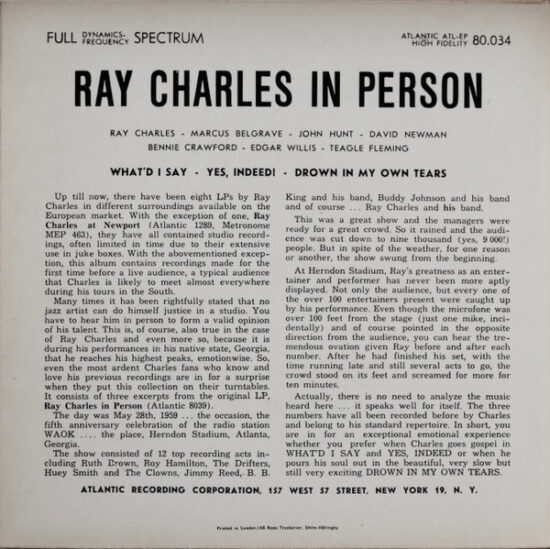 Ray Charles - What'D I Say / Yes Indeed / Drown In My Own Tears