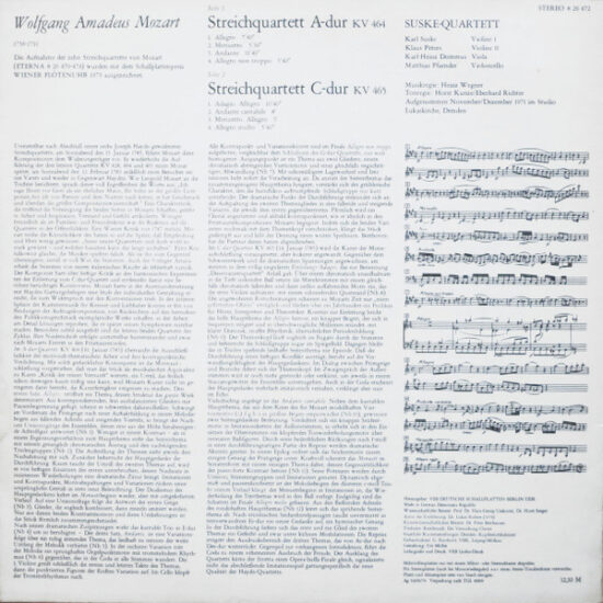 Wolfgang Amadeus Mozart - Streichquartett A-dur KV 464 / Streichquartett C-dur KV 465