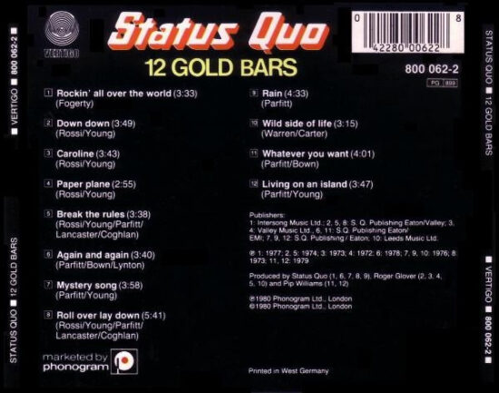 Status Quo - 12 Gold Bars