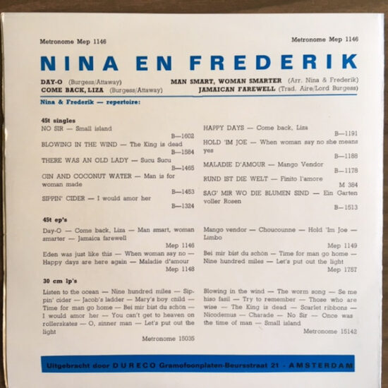 Nina & Frederik - Day-O / Come Back, Liza / Man Smart, Woman Smarter / Jamaican Farewell