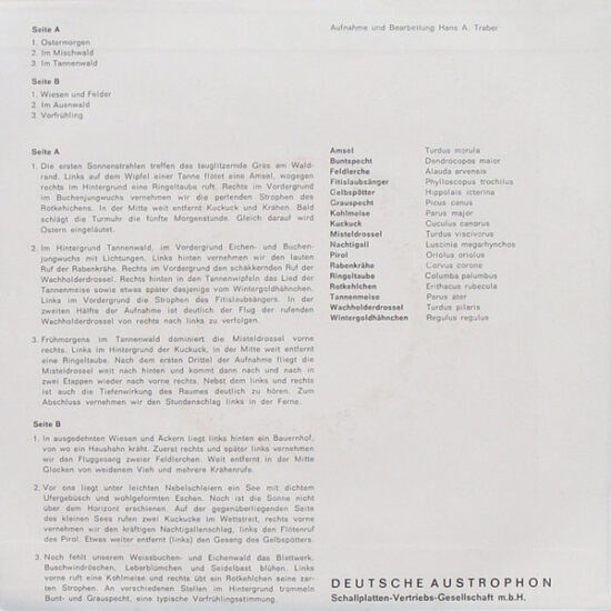 Hans A. Traber - Singende Landschaft (Vogelgesänge)