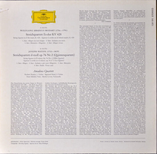 Wolfgang Amadeus Mozart - Streichquartett Es-Dur KV 428, Quintenquartett Op. 76,2