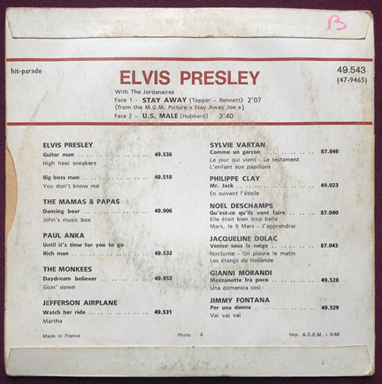 Elvis Presley - Stay Away / U.S. Male